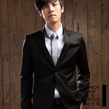 时尚空间 经典都市熟男美学合身窄版两扣素面西装外套【620】