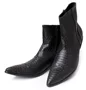 Phiên bản Hàn Quốc của giày cao gót mũi nhọn nam màu đen có họa tiết cá cao để giúp giày nam Anh ngắn bốt thủy triều giầy cổ cao nam
