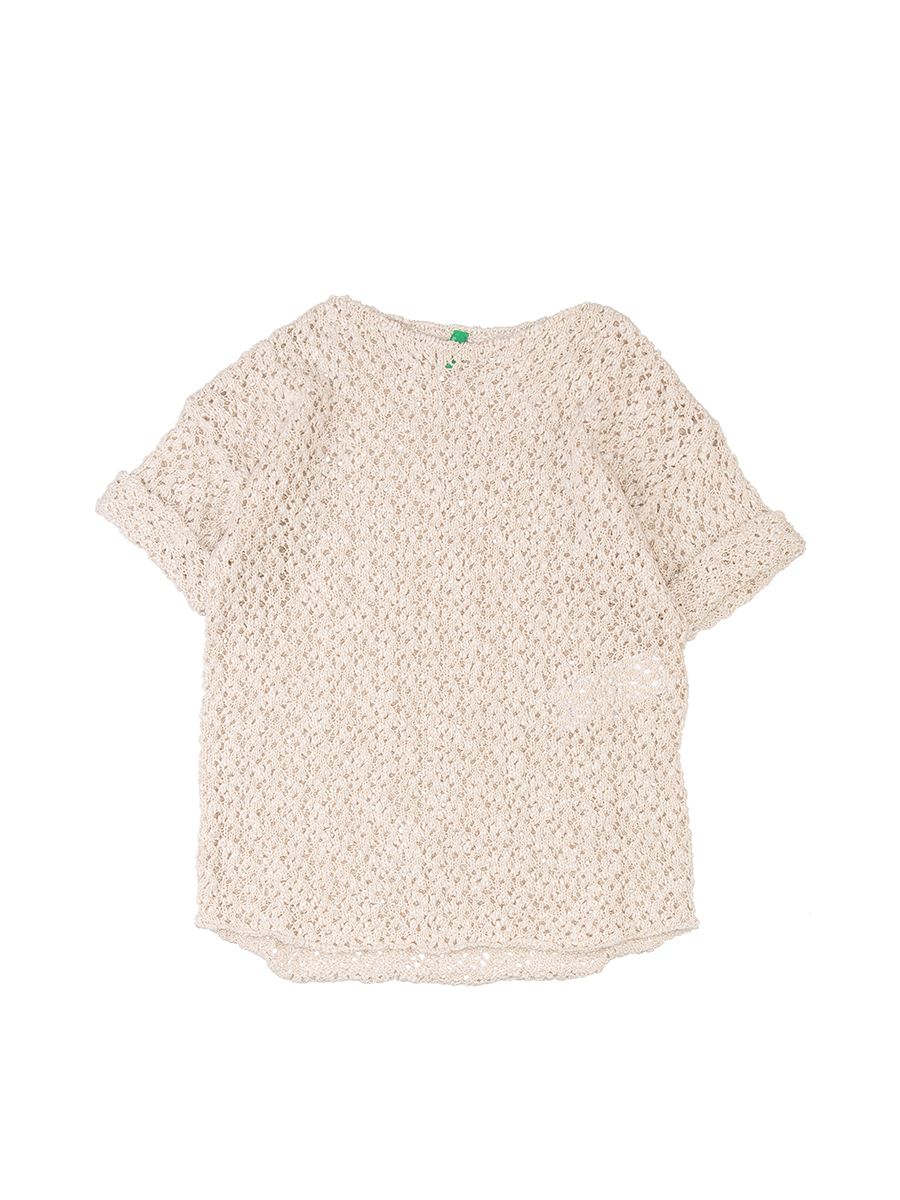 Benetton/贝纳通 米黄色镂空针织女童上衣