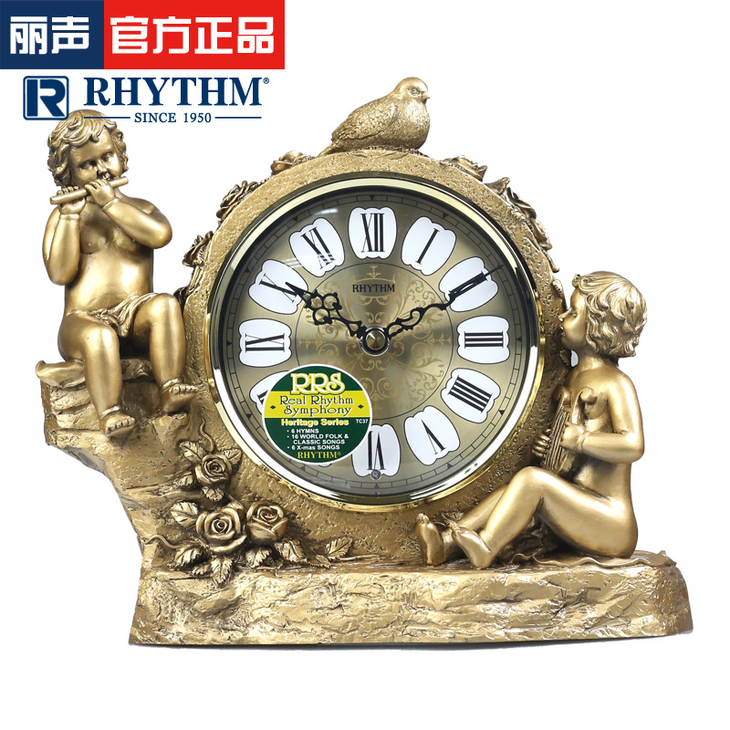 RHYTHM Lisheng seat clock European-style imitation copper statue mute imported living room home high-end decorative clock CRH