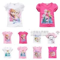 Mùa hè Trẻ em Mặc Frozen Froze Elsa Girls Audele Cotton Tay áo ngắn tay áo thun cổ tròn 9550 shop quần áo trẻ em