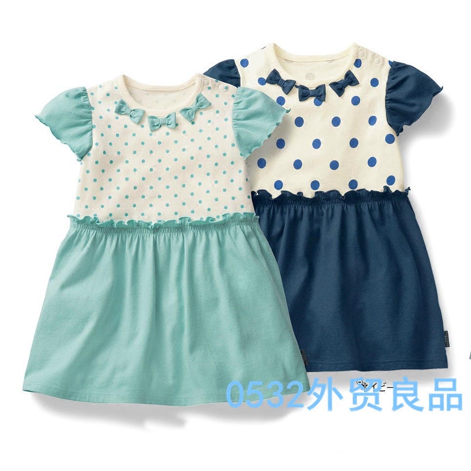 Girl Pure Color Short Sleeve Ocean Dress Baby Full Cotton Casual T-Shirt Dress Summer Dress New Boy Dress 1-3 Year Old Girl Skirt