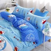 Phim hoạt hình bốn mảnh bông cotton giường ngủ nam và nữ ký túc xá 1,8m giường lanh ba mảnh