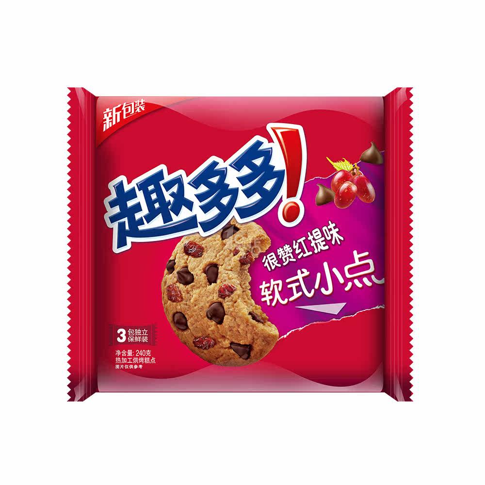 趣多多 软式甜饼 精选红提味 240g/盒