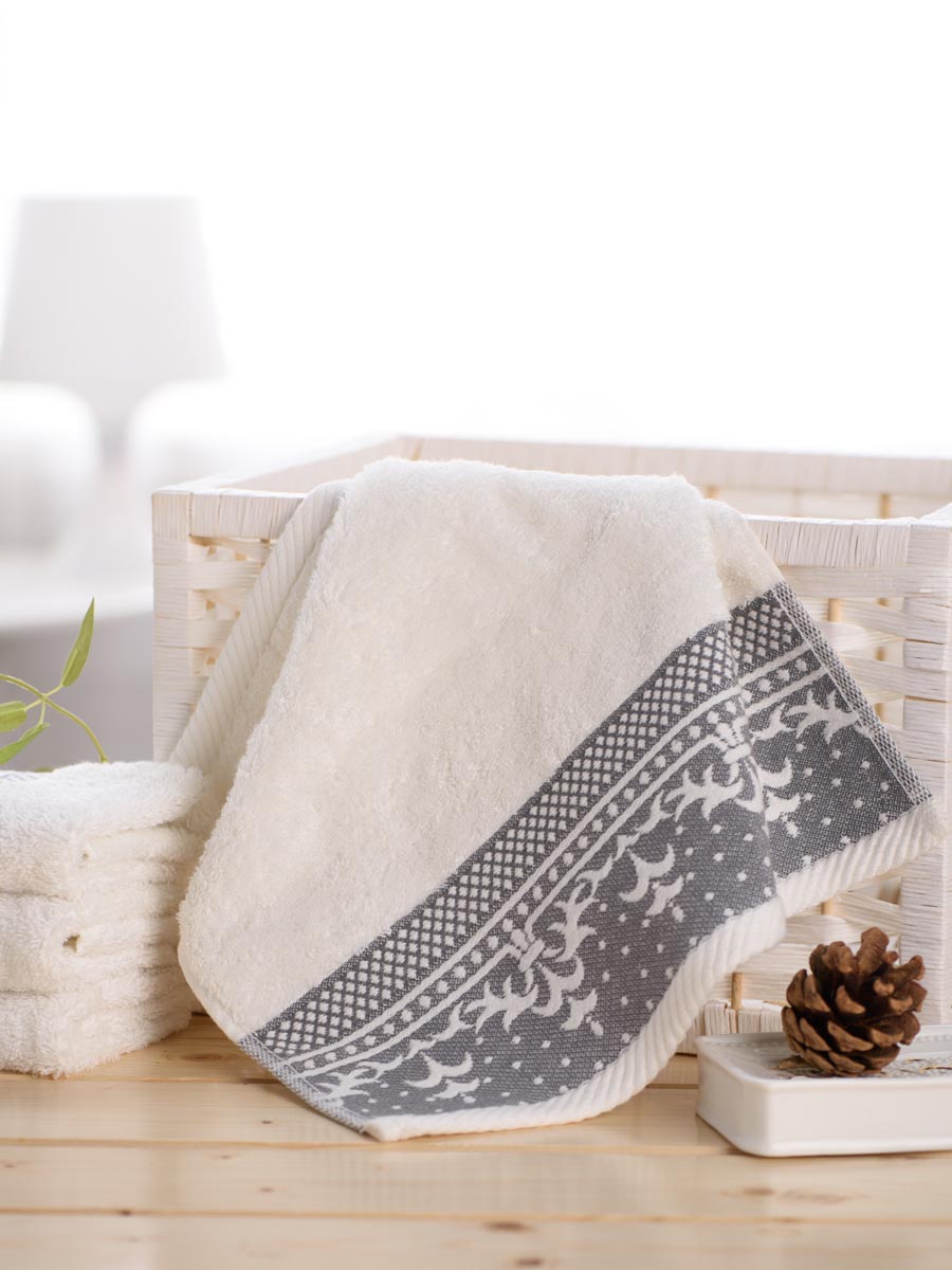 terry palmer|米灰色法式宫廷花埃及棉方巾4条装