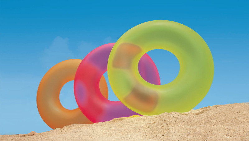 INTEX neon light swimming circle adult floating ring male and female swimming ring Children's Lifebuoy 59262