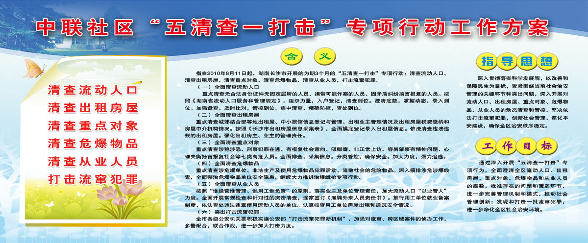 751海报印制展板写真喷绘273社区五清查一打击专项行动工作方案