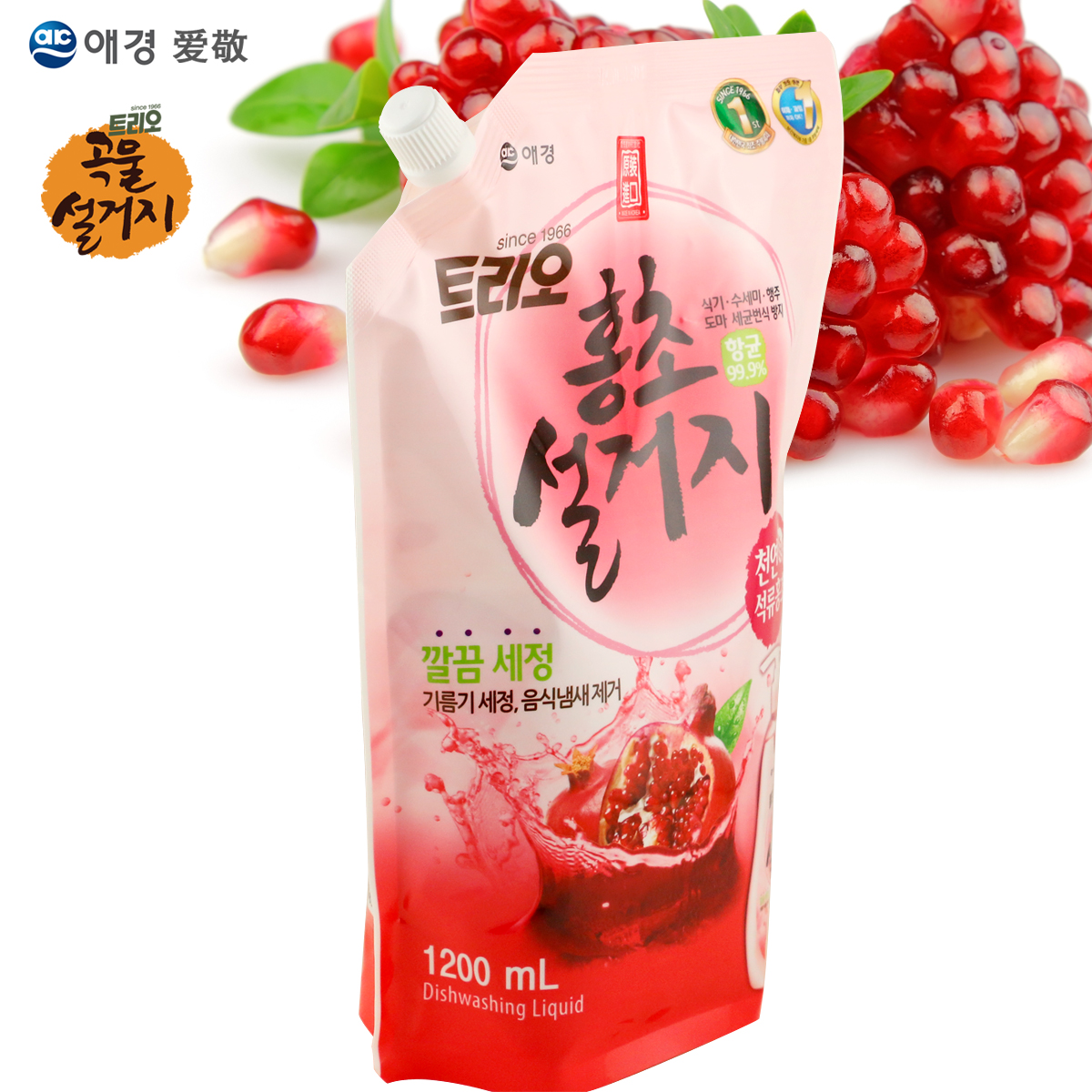 原装进口爱敬天然石榴红醋洗洁精果蔬餐具清洁剂1.2L无残留进口