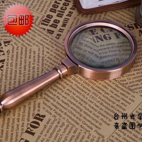 High magnification magnifying glass 80MM 10 times hand-held reading magnifying glass gift box optical magnifying glass old man reading newspaper