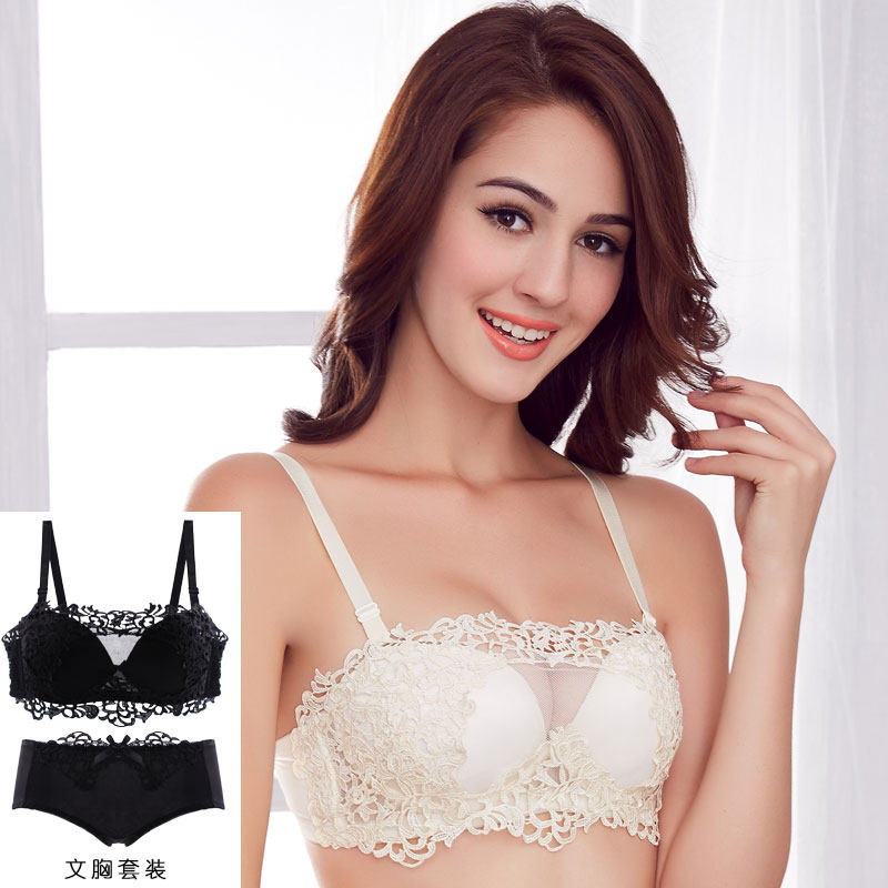 Lace Embroidery Sexy Coalesque anti-walking light Breasted Underwear Suit 1 2 ½ Cup Wedding Dresses Women's Lingerie Suit