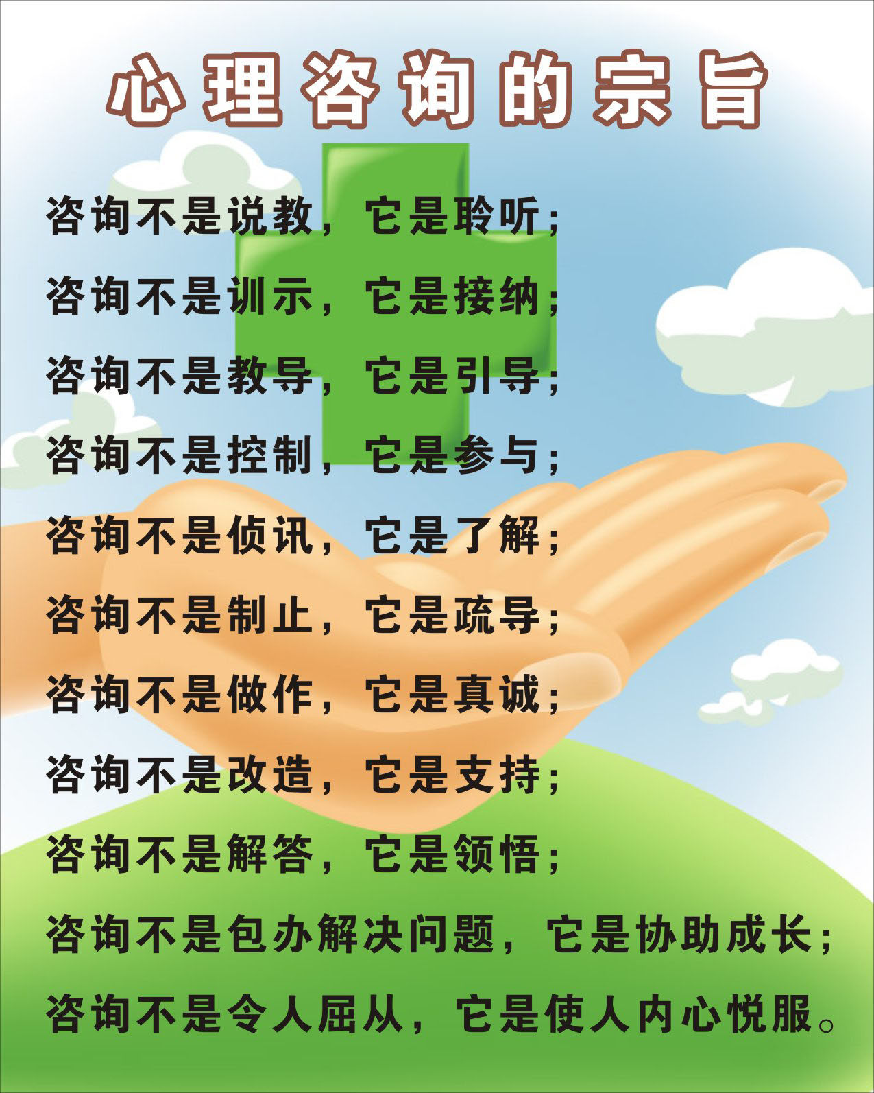 738海报印制写真喷绘154医院健康教育知识宣传栏4心理咨询的宗旨