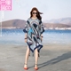 Áo cotton màu xanh và vải lanh màu xanh mùa hè của phụ nữ lỏng lẻo in váy ngắn boho đi biển bên bờ biển - Cộng với kích thước quần áo quần áo nữ Cộng với kích thước quần áo