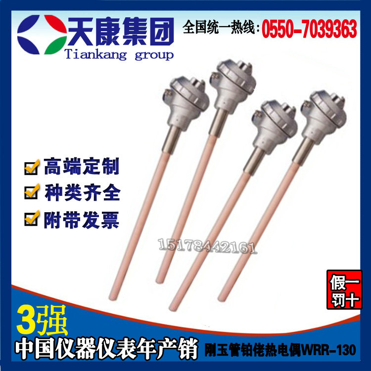 Anhui Tiankang Group S type high temperature resistant thermocouple WRR-130 platinum rhodium thermocouple 1800 degrees ceramic corundum tube
