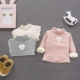 Áo bé gái cộng với áo nhung đáy dài tay mùa thu đông Quần áo bé gái ấm áp dày áo cotton cổ cao ở trẻ em Áo thun quần áo trẻ em Áo thun