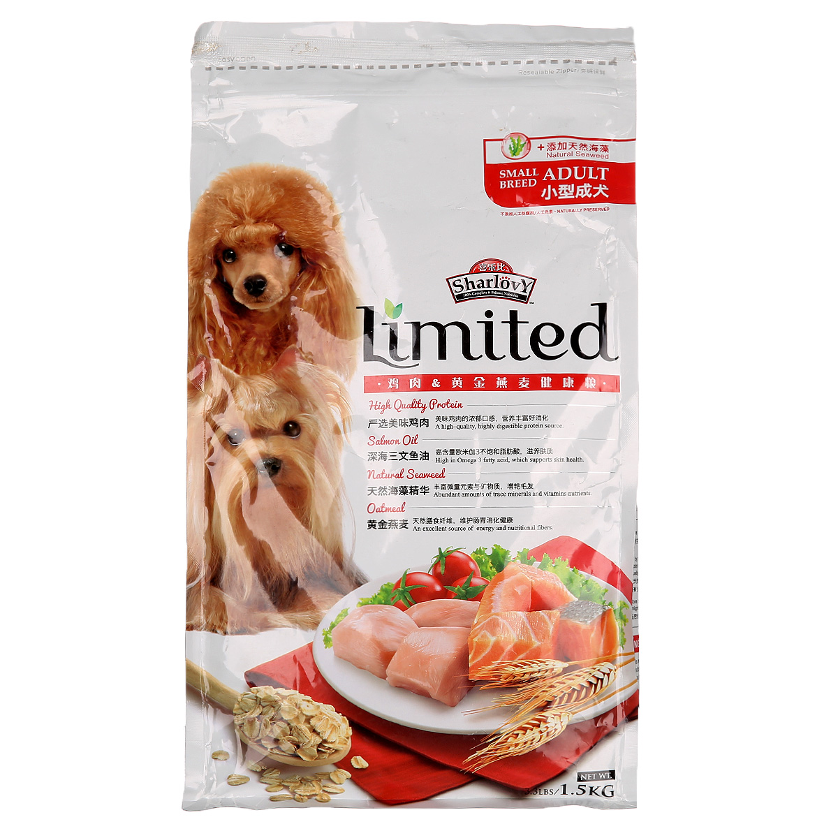 波奇网 宠物狗粮 喜乐比黄金燕麦小型成犬1.5kg泰迪贵宾成犬狗粮