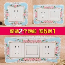 Switch sticker wall sticker protective cover switch set wedding bedroom creative European light socket decoration double open three open resin