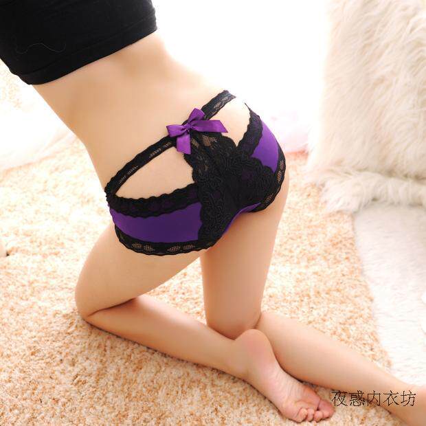 Japan and South Korea solid color leaking buttocks mid-low waist girl fashion sexy ice silk underwear sweet triangle shorts week pants