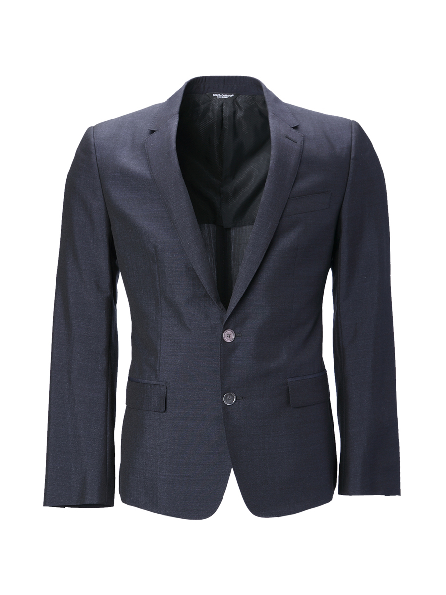 Dolce&Gabbana 蓝黑色平驳领两粒扣西装外套