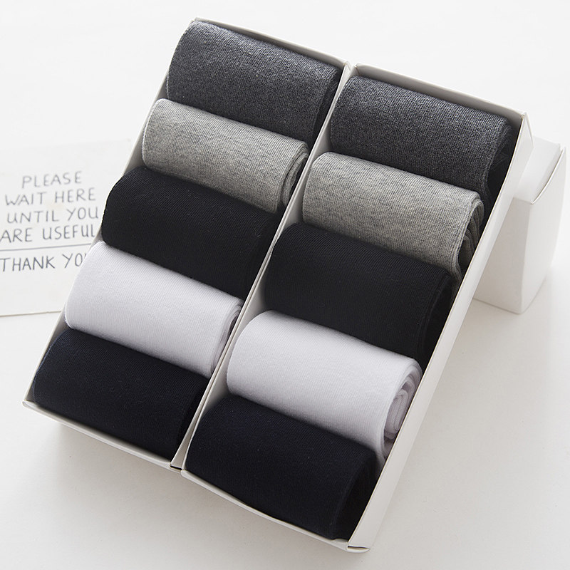 Men's socks pure cotton deodorant business men's black cotton socks spring and summer mid-tube socks Solid color four seasons casual men's socks