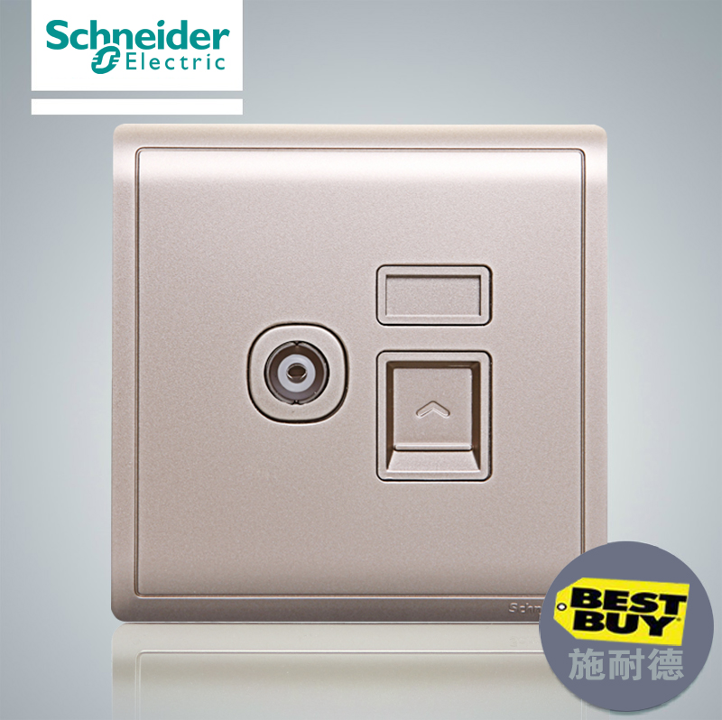 Schneider Electric switch socket TV computer socket TV Internet panel Fengshan gold 