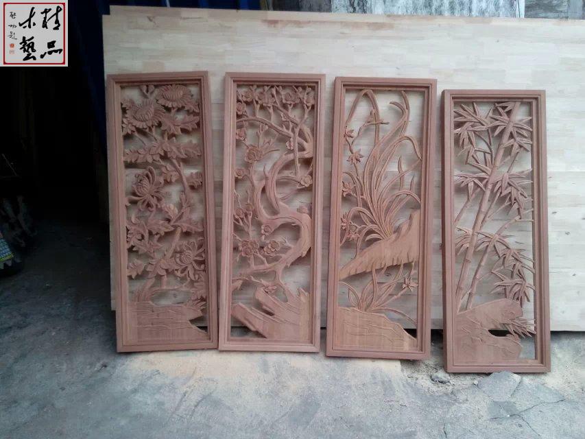 Solid wood carving MDF carving carving pendant features wood carving carving screen door can be customized