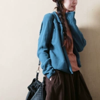 2018 của phụ nữ văn học retro cotton linh hoạt đan lỏng áo len ngắn áo len cardigan áo dày nữ - Áo len cổ chữ V áo khoác len nữ hàn quốc