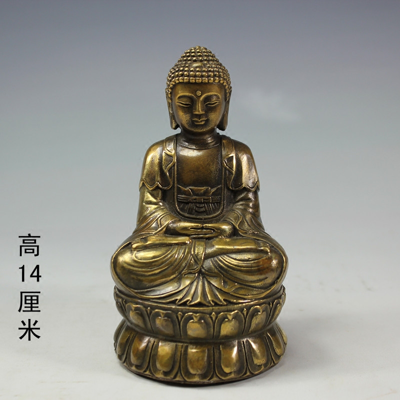 Pure copper interpretation of the Buddha Amida Buddha such as Come to Buddha sitting Buddha statue ancient play collection Zen imitation Old Buddha's ancient incense court