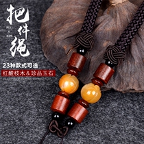 High-grade hand woven handlebar thick lanyard handle rope car keychain agate wooden bead rope mens pendant wholesale