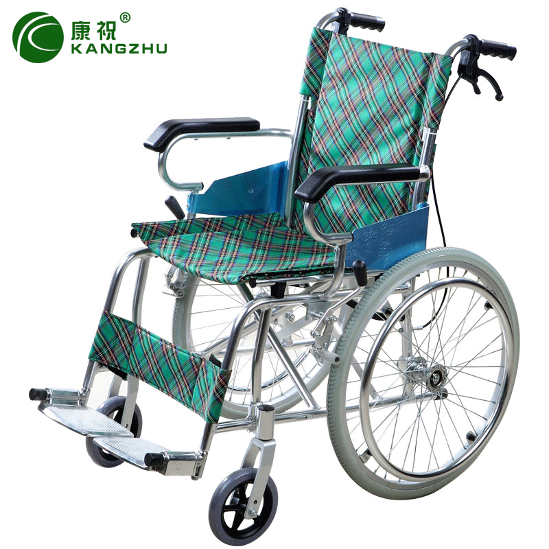 康祝轮椅车 KD2214LJ残疾人 折叠 便携式轮椅 实心胎 带手刹 老人
