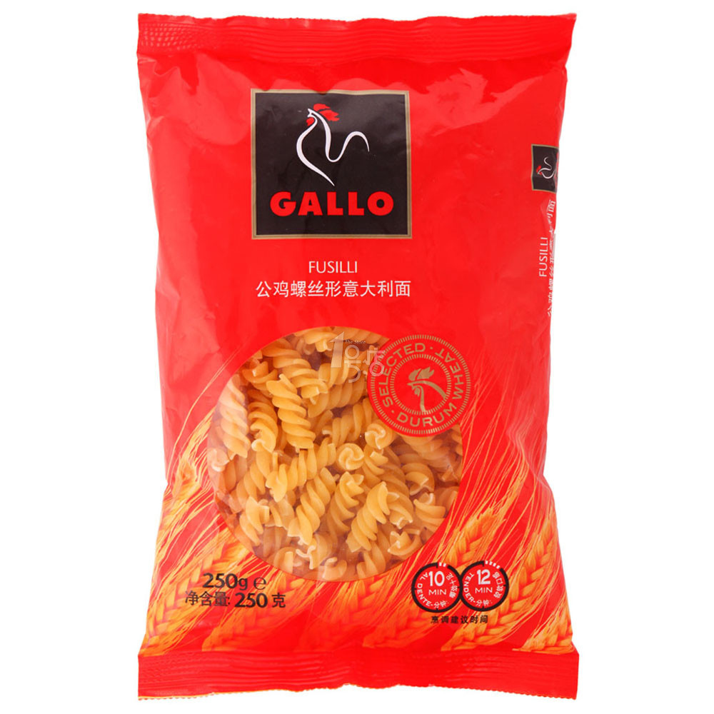 公鸡螺丝形意大利面250g/袋 一号店食品方便面待煮面条