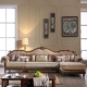 Sofa nước Mỹ kết hợp sofa vải Địa Trung Hải Gỗ rắn Góc châu Âu Căn hộ nhỏ Sofa hình chữ L - Ghế sô pha ghế gỗ sofa Ghế sô pha
