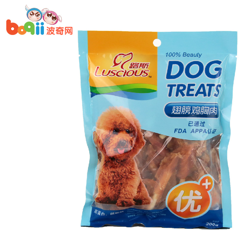 波奇网 宠物狗零食路斯优+翅膀鸡胸肉200g狗磨牙零食泰迪幼犬零食