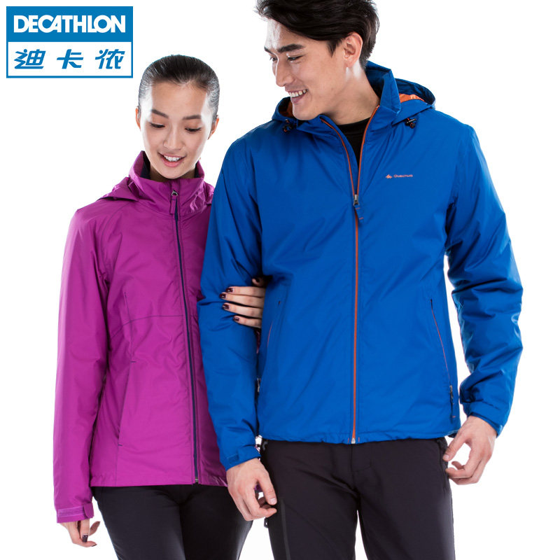 迪卡侬 户外冲锋衣 男女情侣秋冬季加厚正品防水外套2015 QUECHUA