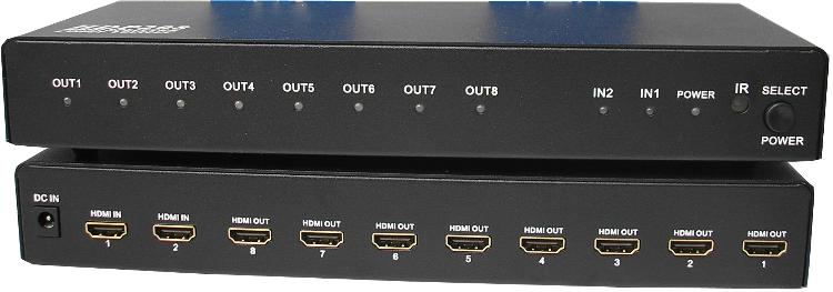 Co-Lie HDP208 2-in 8-out HDMI switcher two-in-eight out dispenser support 3D with remote control
