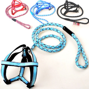 Hanhanle twill black edge braided round rope chest strap pet leash dog chain exquisite workmanship