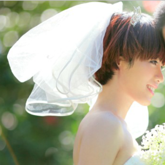 Real picture cute playful short princess veil puffy hair veil short hair bridal veil