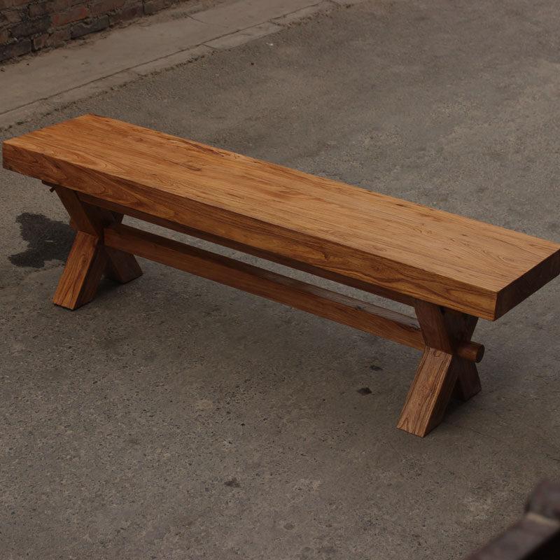 Old elm solid wood stool fork leg stool front stool low stool shoe stool dining stool a set of living room bench can be customized