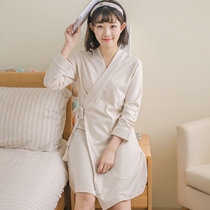 Chinese style Hanfu night dress womens spring and Autumn thin cotton pajamas Cute sexy court style long sleeve antique bathrobe