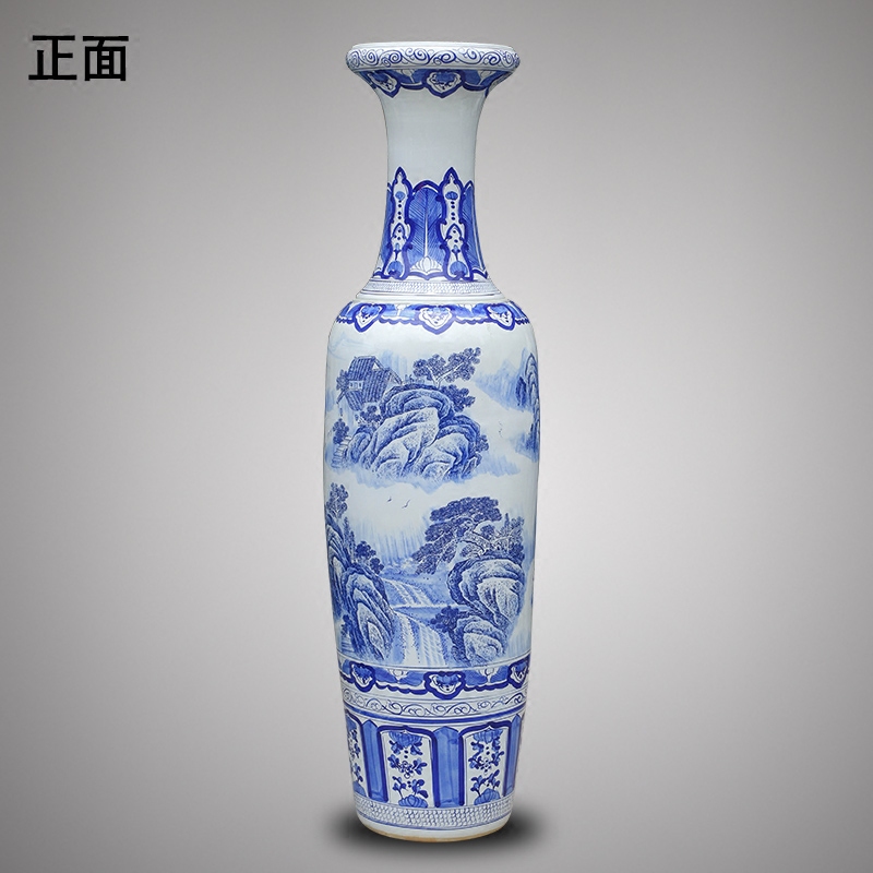 Chinese antique blue and white porcelain of jingdezhen ceramics landscape painting of large vase hotel opening gifts gifts