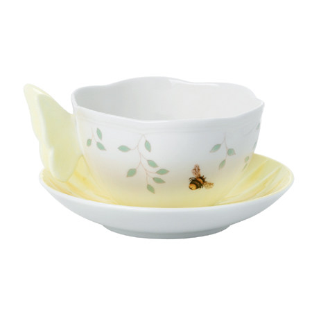 台湾官网直邮进口【Lenox】粉嫩蝶彩缤纷茶杯组(黄)
