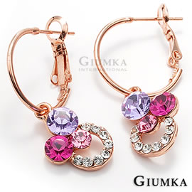 台湾官网直邮进口【GIUMKA】白K饰－圆圈蜜语耳针式耳环 玫金紫锆