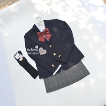 Japanese orthodox jk uniform female suit lattice skirt suit Spring and autumn student uniform hidden blue college Feng Shui hand suit