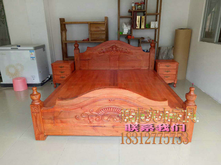 YL033 Elm Chinese double bed solid wood single bed children's bed canopy bed spare ribs bed mother bed marriage bed