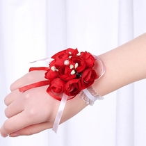 Simulation bridesmaid group hand flower Bride wrist flower Korean wedding simulation dance fabric bridesmaid sister group wrist flower