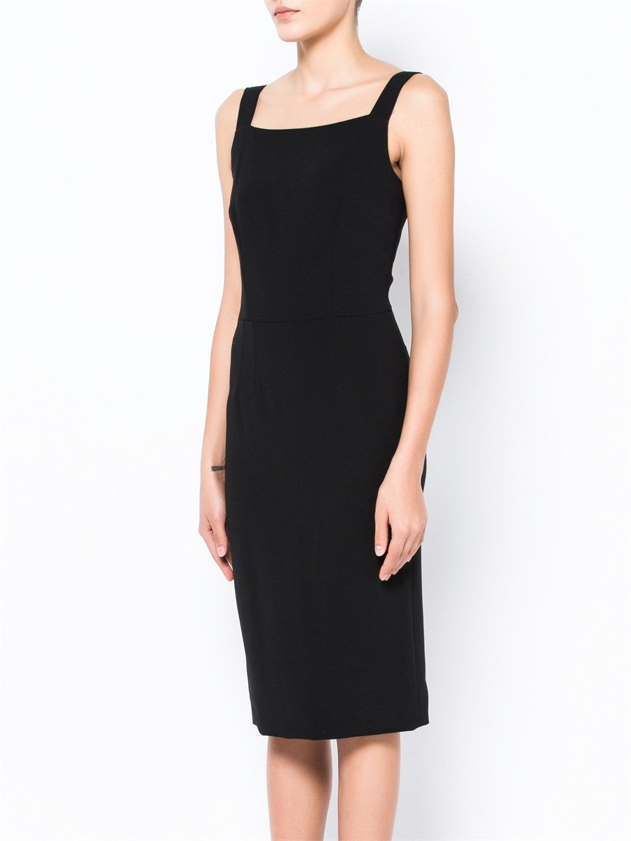 Dolce&Gabbana 黑色一字领简洁吊带连衣裙