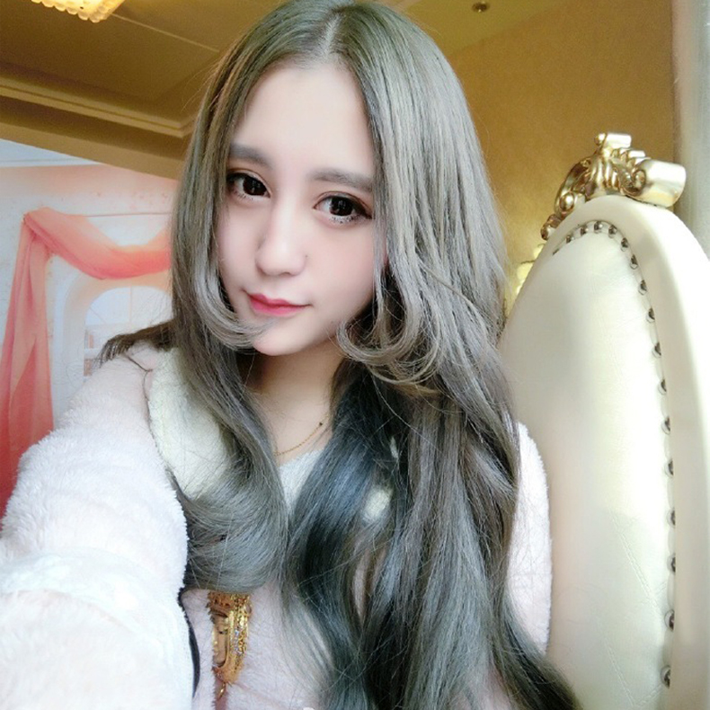 公主李女奶奶灰烟灰色空气薄刘海长卷发梨花微卷逼真假发大波浪