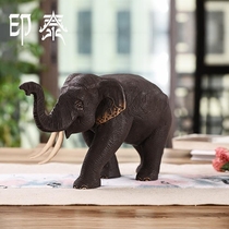 Thai Crafts Elephant Wood Sculpture Pendulum Pieces of Finance Town Residence Southeast Asia Xuanguan Living room Book Room Creative Ornament Wood