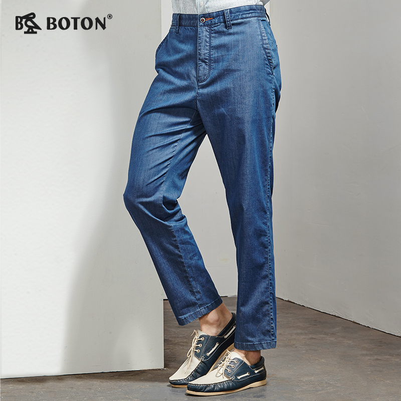 Купить Джинсы мужские boton波顿 男装牛仔裤 蓝色薄款长裤 男士me565116 в интернет ...