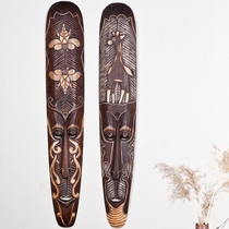 Imported mask solid wood style decorative three-dimensional wall decoration pendant Indonesian home feng shui creative gift gift