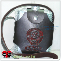 ccc hip flask Soviet Russia outdoor 18 ounces 1 pound extra large leather cover stainless steel wine set